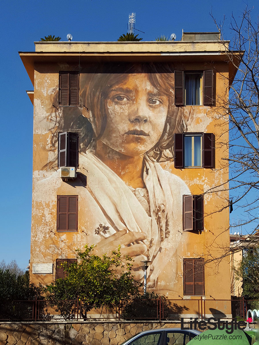 Tor Marancia street art in Rome - wall 14